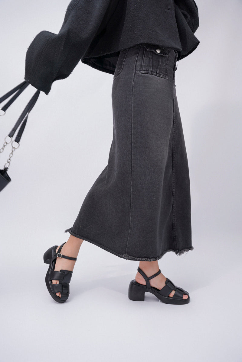 Sandal Cao Gót KUMOO ANISA Fisherman Sandal Đen