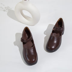 Giày Cao Gót KUMO - MARY BLOCK HEEL (Nâu) GCG-KUMO-014