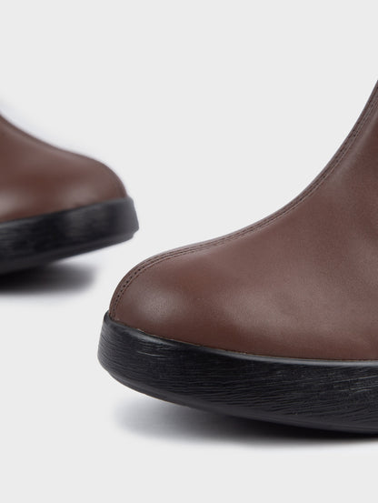 Boots Lửng Cao Gót KUMOO DARA Lugsole Nâu