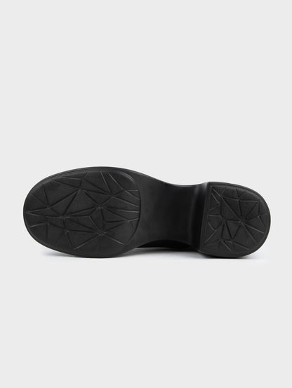 Boots Lửng Cao Gót KUMOO DARA Lugsole Đen
