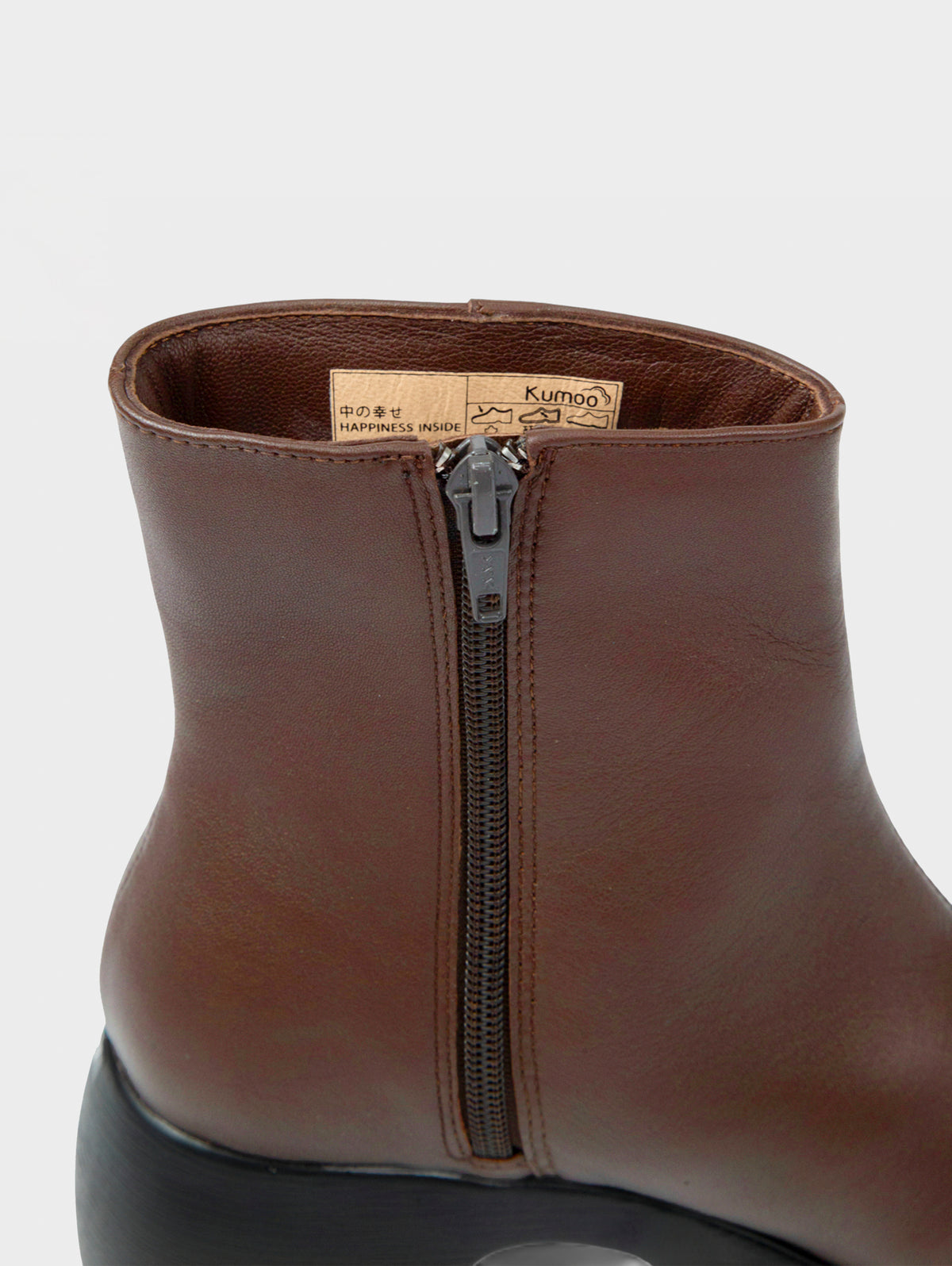 Boots Lửng Cao Gót KUMOO DARA Lugsole Nâu