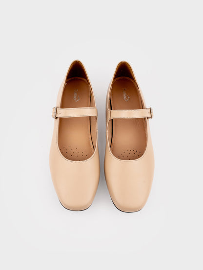 Giày Búp Bê Kumoo Flona Mary Jane Ballet Be