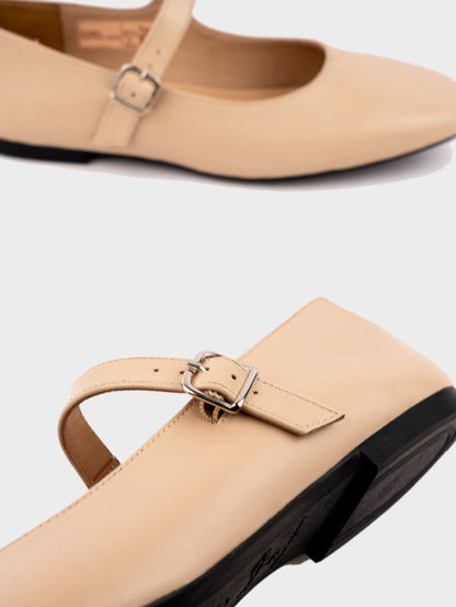 Giày Búp Bê Kumoo Flona Mary Jane Ballet Be