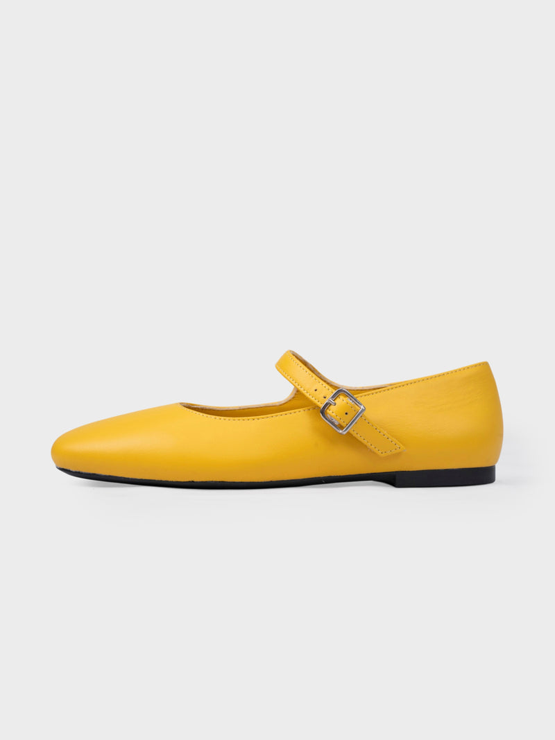 Giày Búp Bê Kumoo Flona Mary Jane Ballet Vàng