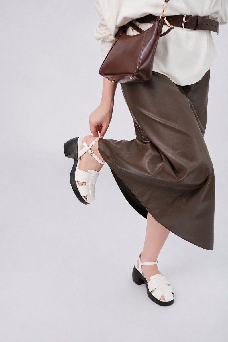 Sandal Cao Gót KUMOO ANISA Fisherman Sandal Trắng
