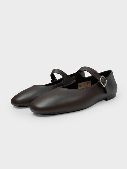 Giày Búp Bê Kumoo Flona Mary Jane Ballet Nâu