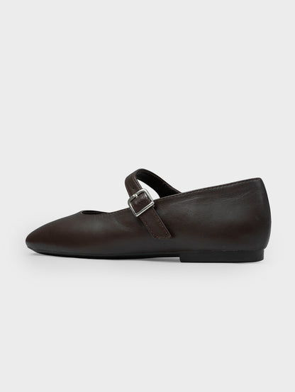 Giày Búp Bê Kumoo Flona Mary Jane Ballet Nâu