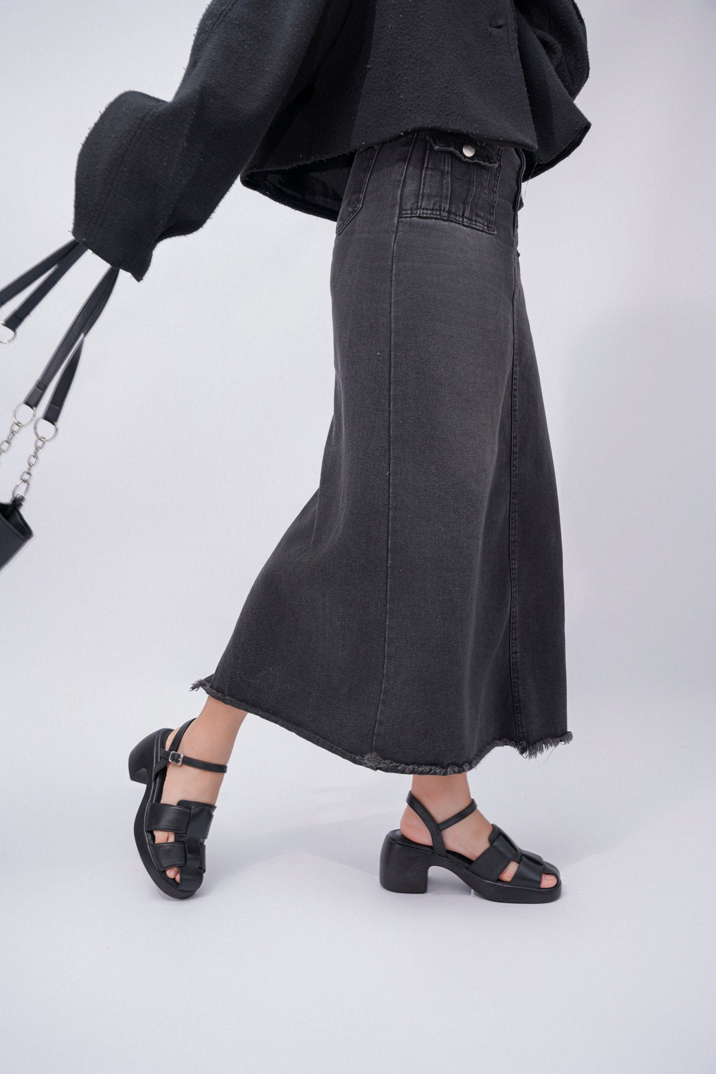 Sandal Cao Gót KUMOO ANISA Fisherman Sandal Đen